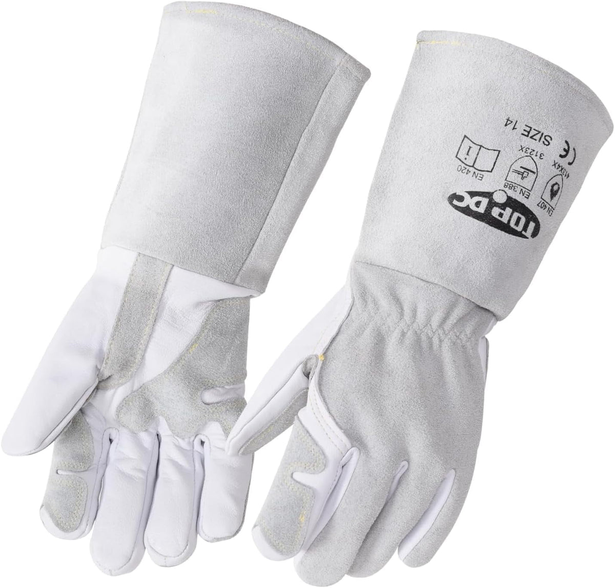 Cowhide Leather Protective Stick Welding Steel Fabrication Gloves,14 Inch Large