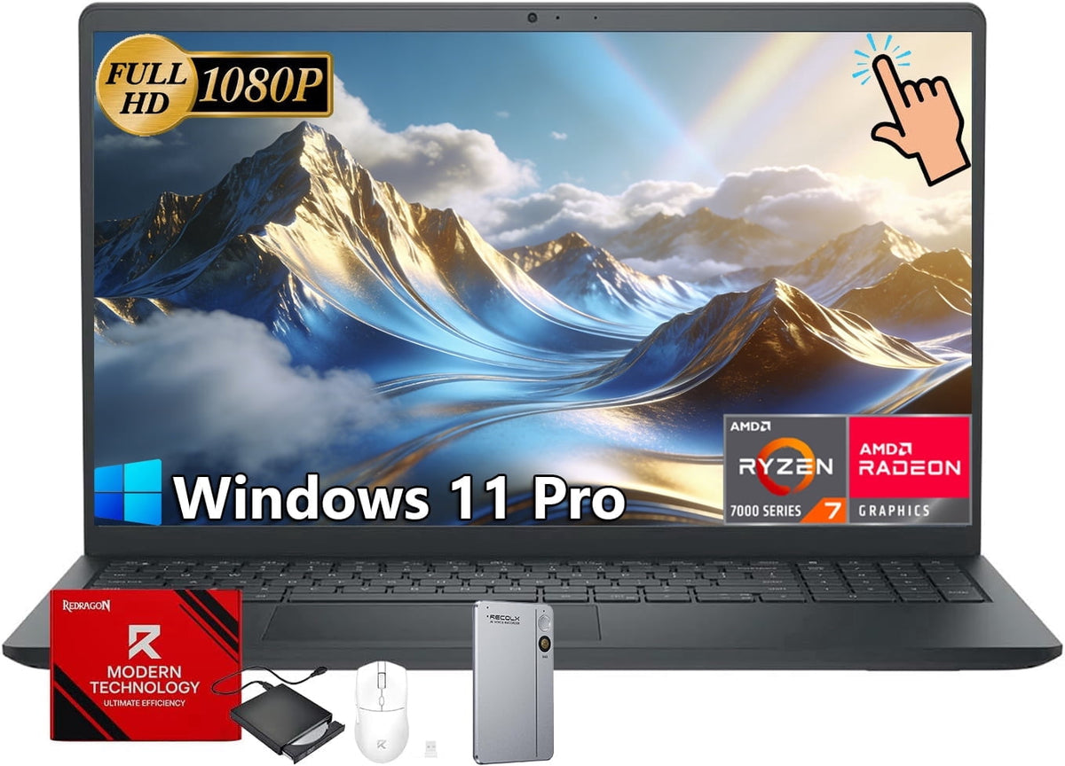 Dell 15 Touchscreen Business Laptop, 15.6" FHD Anti-Glare Display, AMD Ryzen 7 7730U, 16GB RAM, 512GB SSD, AMD Radeon Graphics, Windows 11 Pro