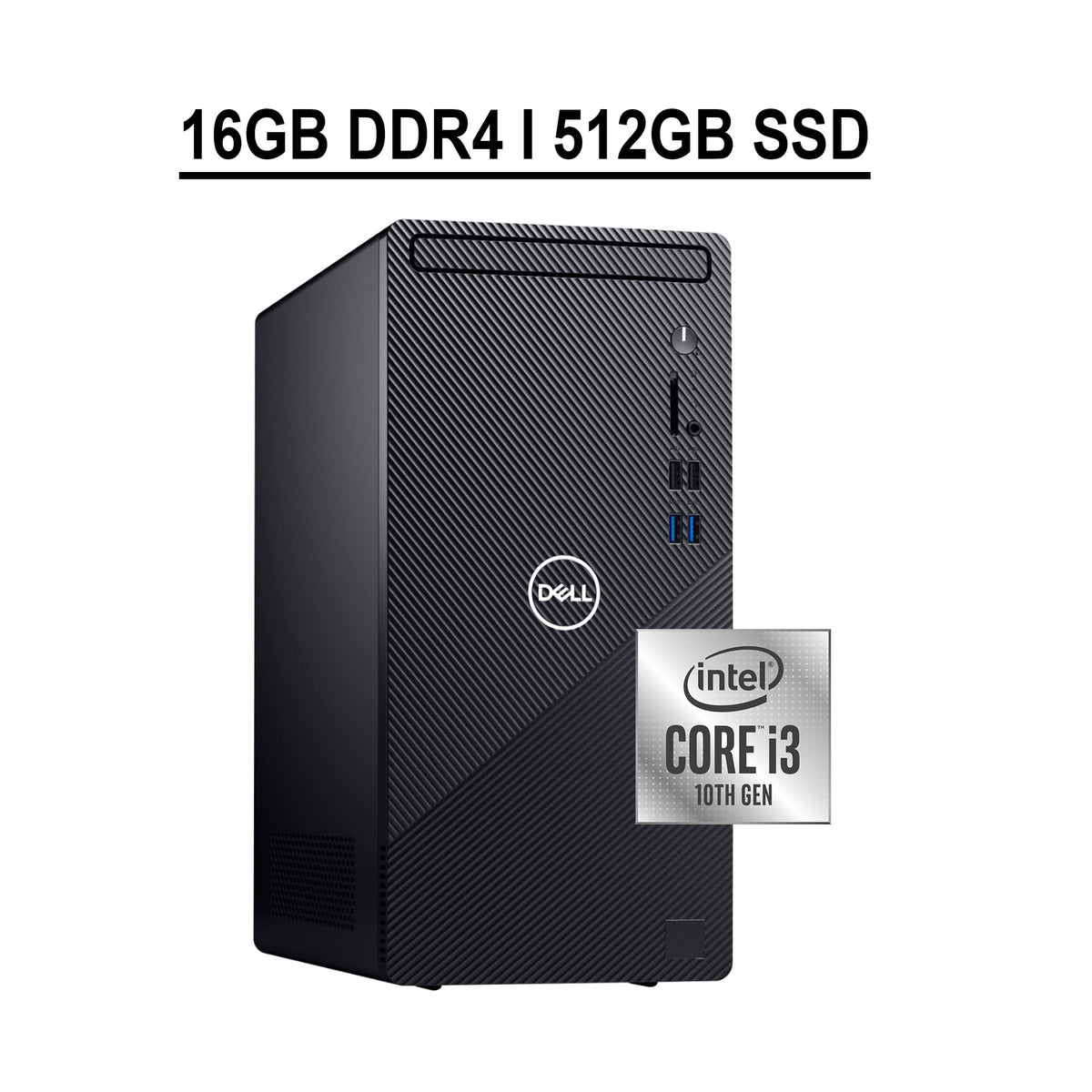 Dell Inspiron 3000 3880 Desktop Computer 10th Gen Intel Quad-Core i3-10100 8GB DDR4 256GB SSD Integrated Intel UHD Graphics 630 DVD-RW HDMI WiFi Bluetooth Win10 Black
