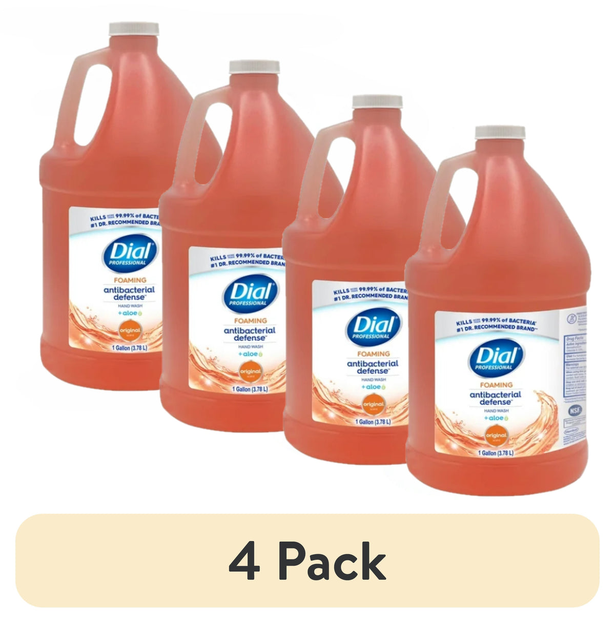 Dial Professional Antibacterial Foaming Hand Wash Refill, Plus Aloe, Original Scent, 1 gal, 4/Carton
