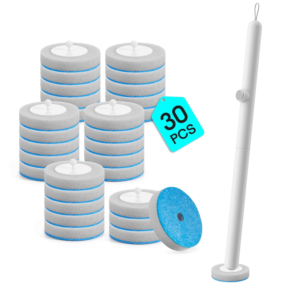 Toilet Bowl Brush，Disposable Toilet Brush with Refill Heads, Wall-Mounted Cleaning System, Storage Caddy, and 24 Scrubbing Pads