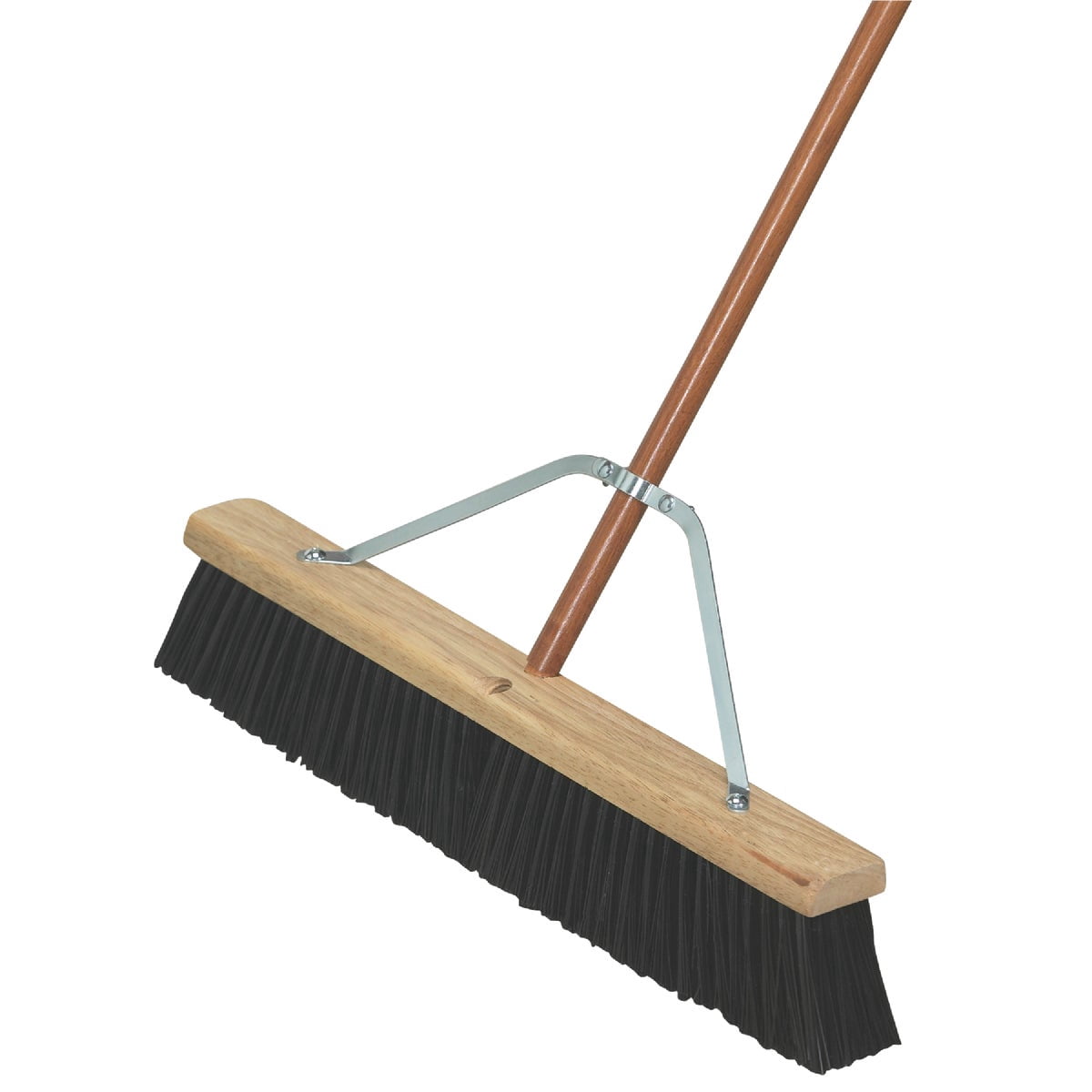 DQB Industries Push Broom Garage - Stiff Polypropylene Bristles, Wood Handle - 24 In. x 60 In. — Residential Use, Standard Application
