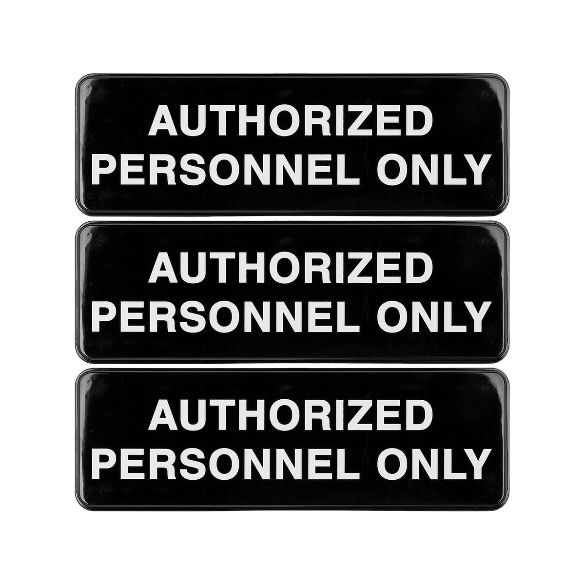 Excello Global Products Authorized Personnel Only Sign: Easy to Mount Informative Plastic Sign with Symbols 9x3, Pack of 3 (Yellow) - EGP-HD-0262A
