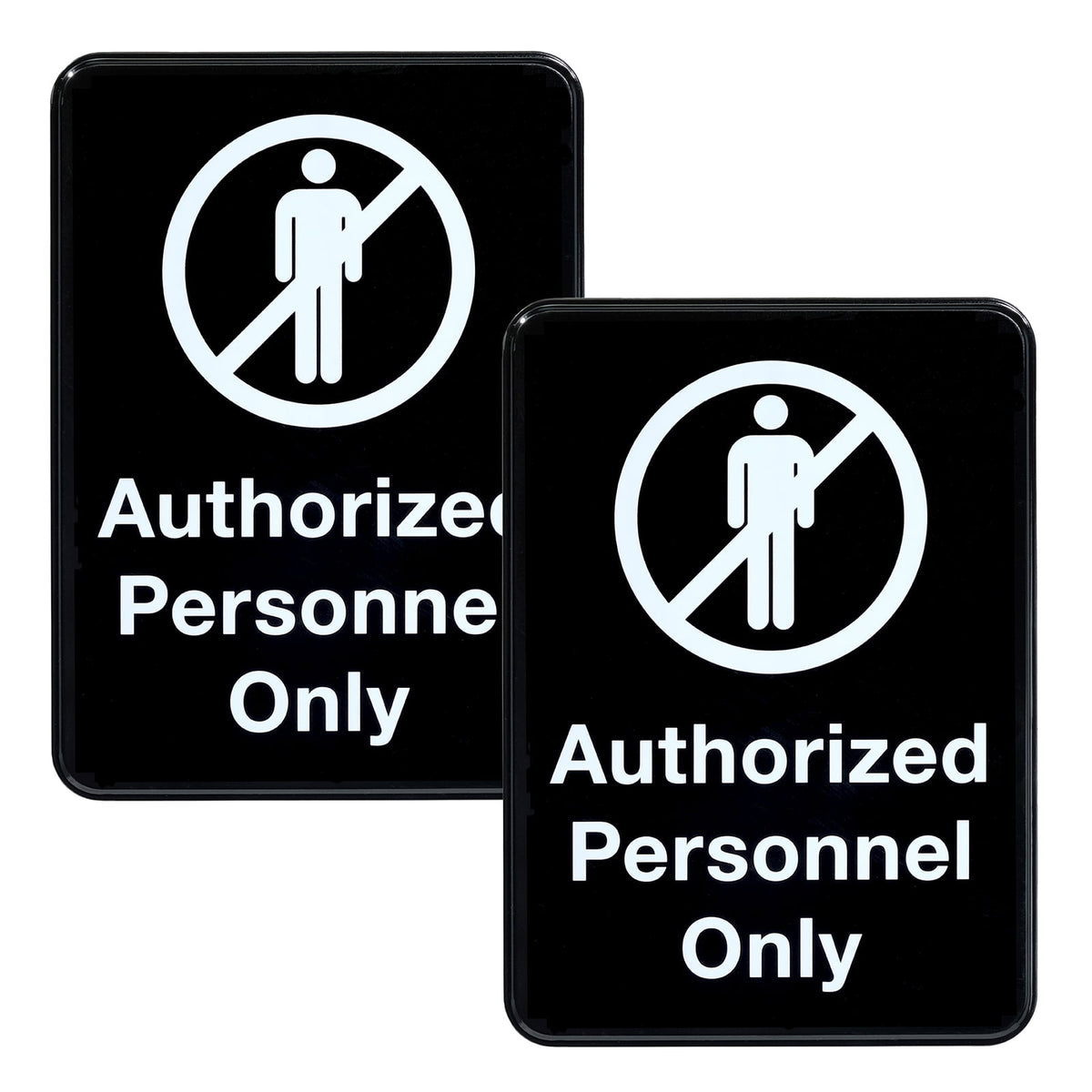 Excello Global Products Authorized Personnel Only Sign: Easy to Mount Informative Plastic Sign with Symbols 9x3, Pack of 3 (Yellow) - EGP-HD-0262A