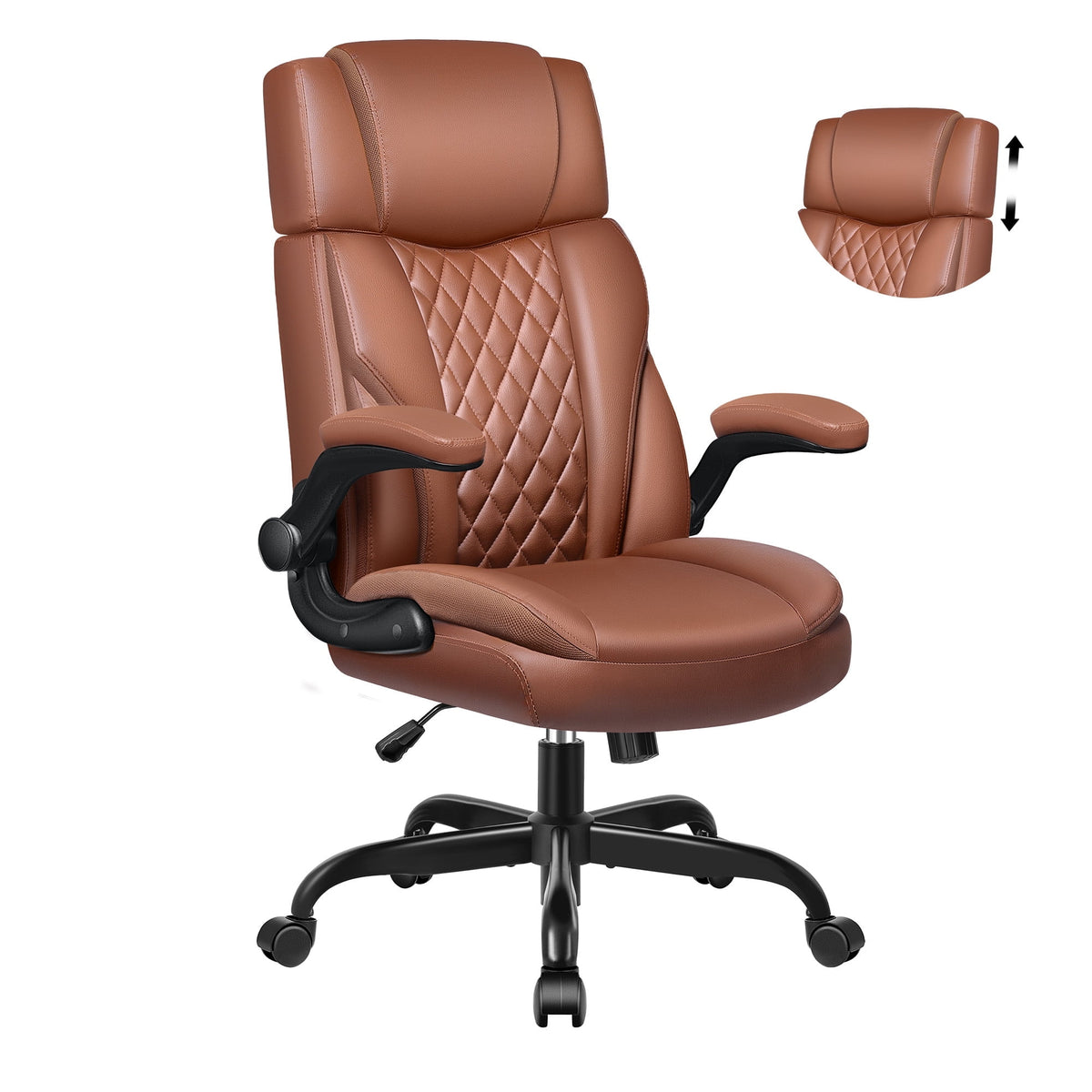 FASTES Big and Tall Ergonomic Office Chair with Footrest - Leather Computer Desk Chair, Reclining High Back Ergonomic Chair with Adjustable Headrest & Lumbar Support, Black