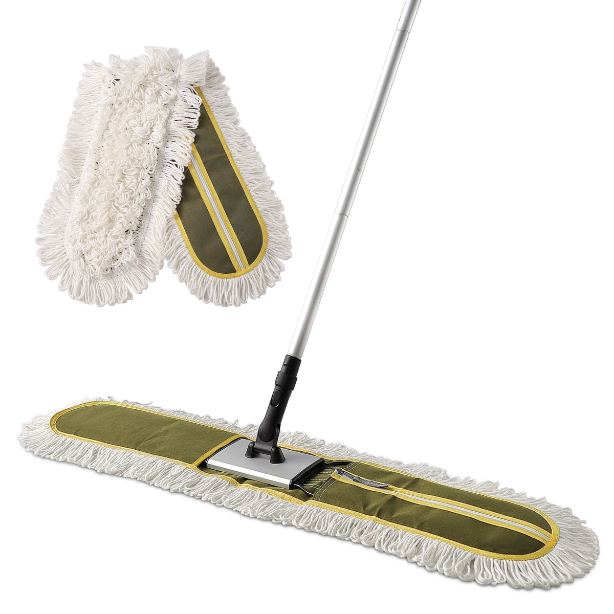 Eyliden 39” Commercial Industrial Cotton Mop Dust for Hardwood Floors, 59inch Telescopic Height with 2 Mop Pads, Green