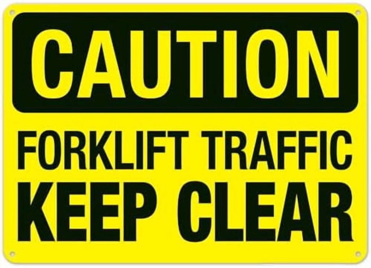 Forklift Area Look Both Ways Follow Pedestrian Walkways Sign, ANSI Caution Sign Facility Signs, Traffic Signs Metal Sign NO.28594 Metal Tin Sign 8x12 Inch