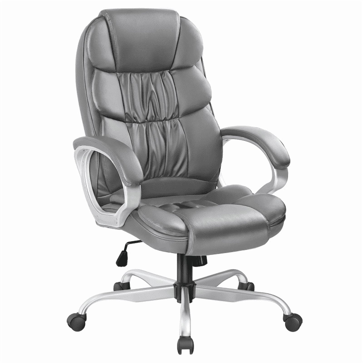 Furmax High Back Office Adjustable Ergonomic Desk Padded Armrests Executive PU Leather Swivel Task Chair with Lumbar Support, Black