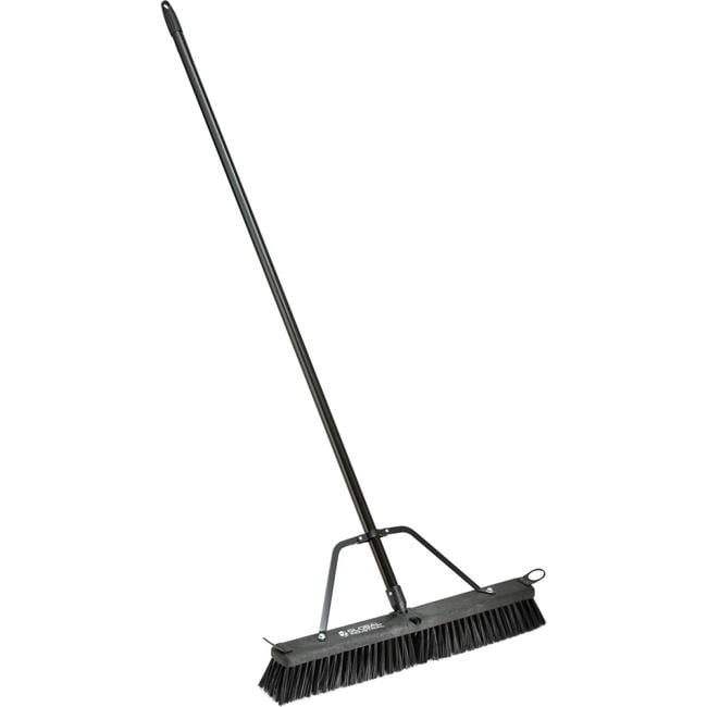 Global Industrial 641533 24 in. Push Broom with Plastic Block & Steel Handle - Rough Sweep