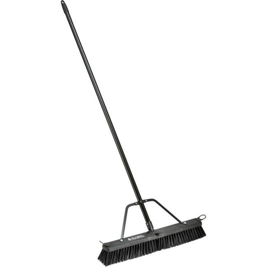 Global Industrial 641533 24 in. Push Broom with Plastic Block & Steel Handle - Rough Sweep