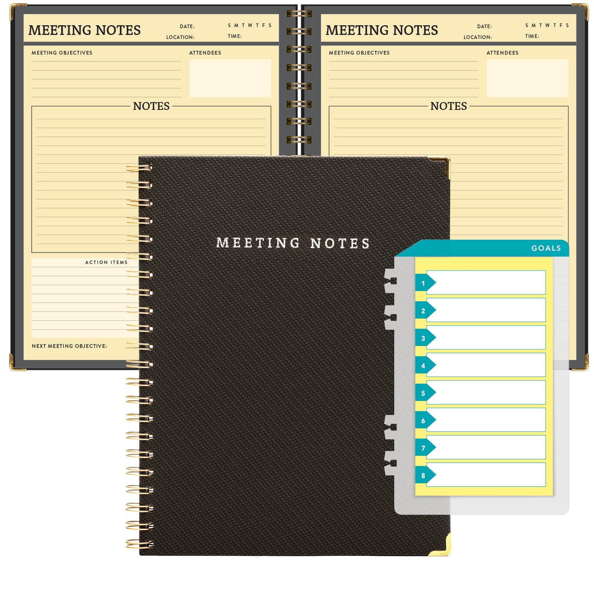 Global Printed Products Meeting Planner, Black (8.5" x 11")