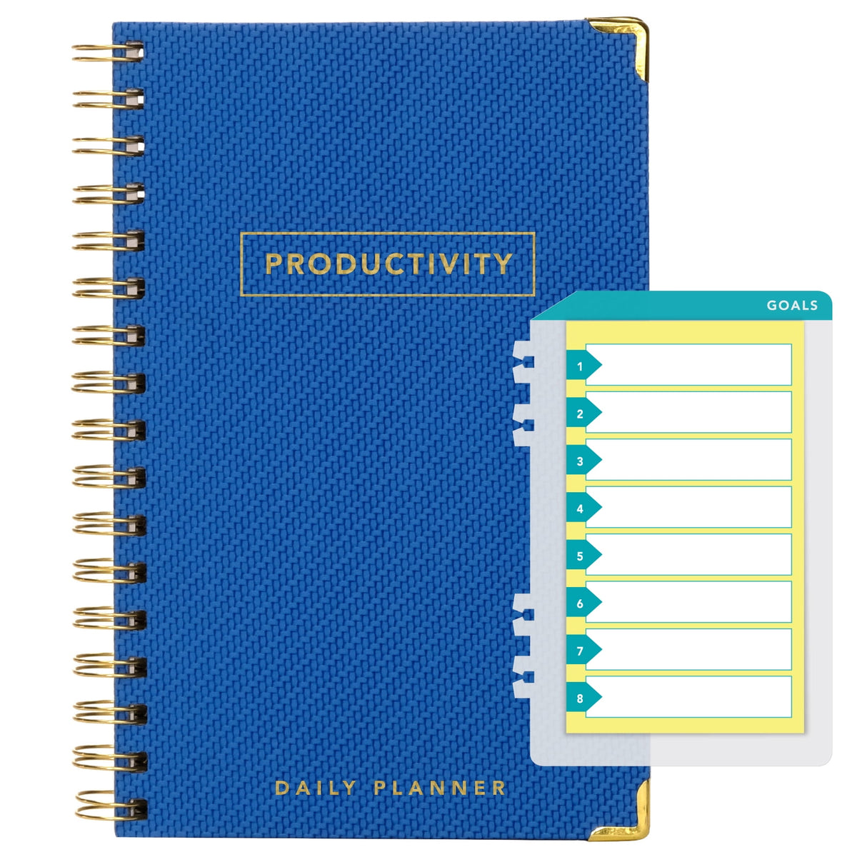 Global Printed Products Productivity Planner with Bookmark and Notepad - Spiral Notebook for Daily Planning - 8.5" x 11" (Brown) - GPP-0092-D