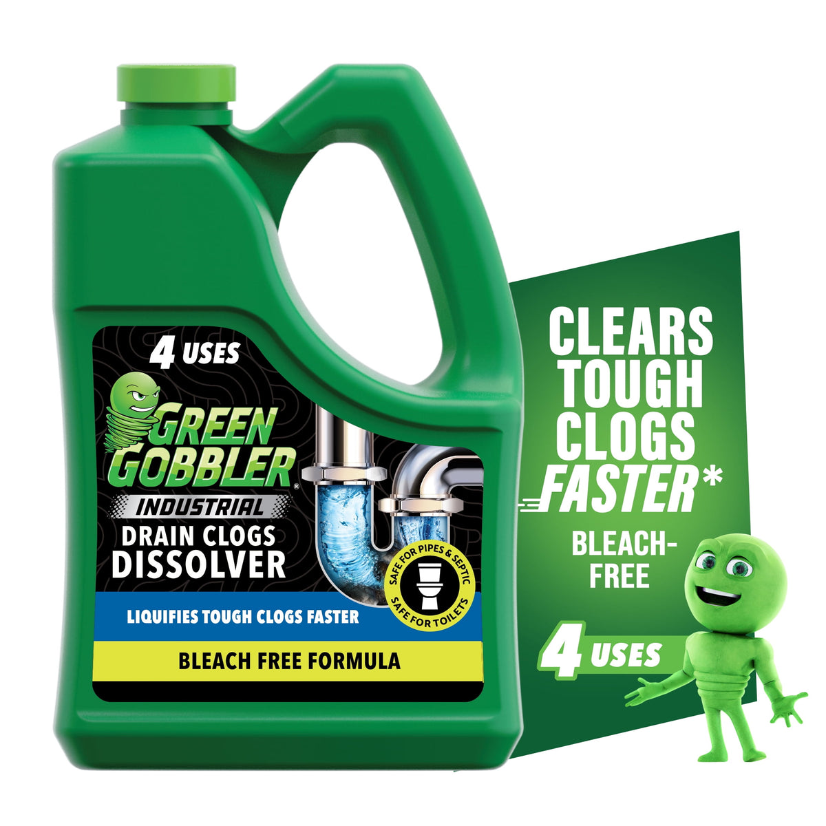 Green Gobbler Industrial Strength Drain Clog Remover & Cleaner Liquid Gel, 64 Fl Oz