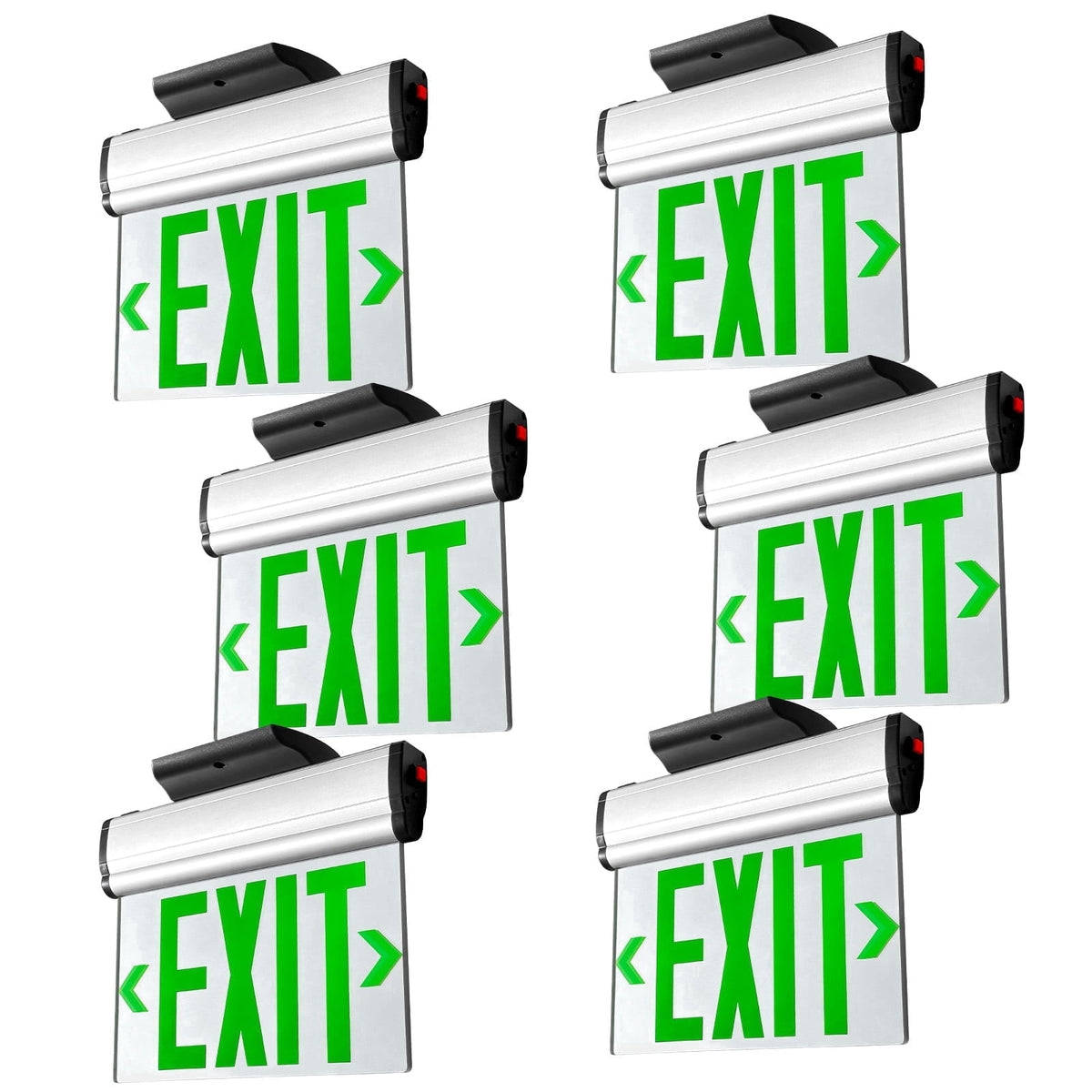 MW Lighting Green Hardwired LED Fire Exit Sign, Double Sided Aluminum & Acrylic Panel, UL Damp Rated, Top/Side/Wall Mount Canopy, Indoor Outdoor Commercial Dead End Entry Light