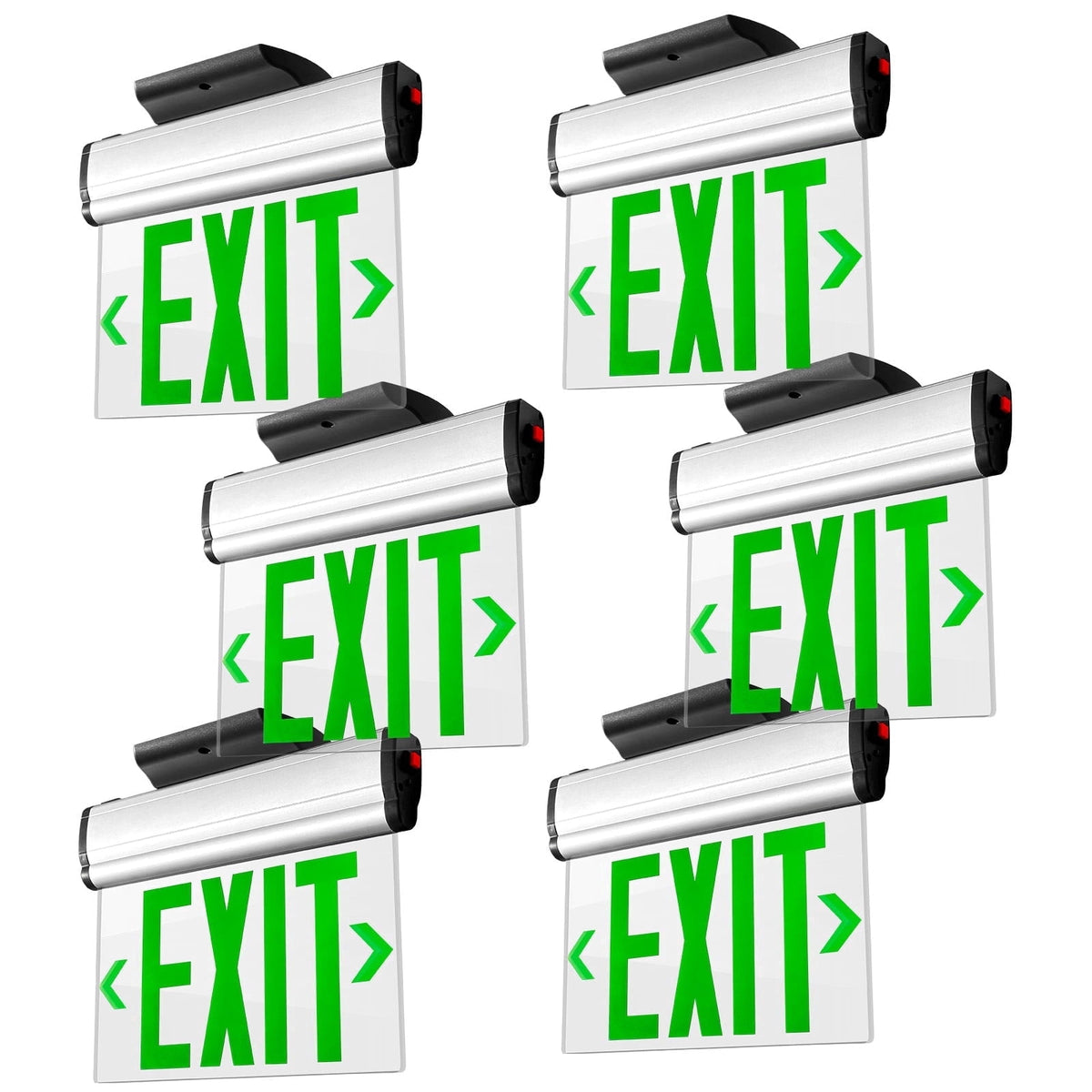 MW Lighting Green Hardwired LED Fire Exit Sign, Double Sided Aluminum & Acrylic Panel, UL Damp Rated, Top/Side/Wall Mount Canopy, Indoor Outdoor Commercial Dead End Entry Light