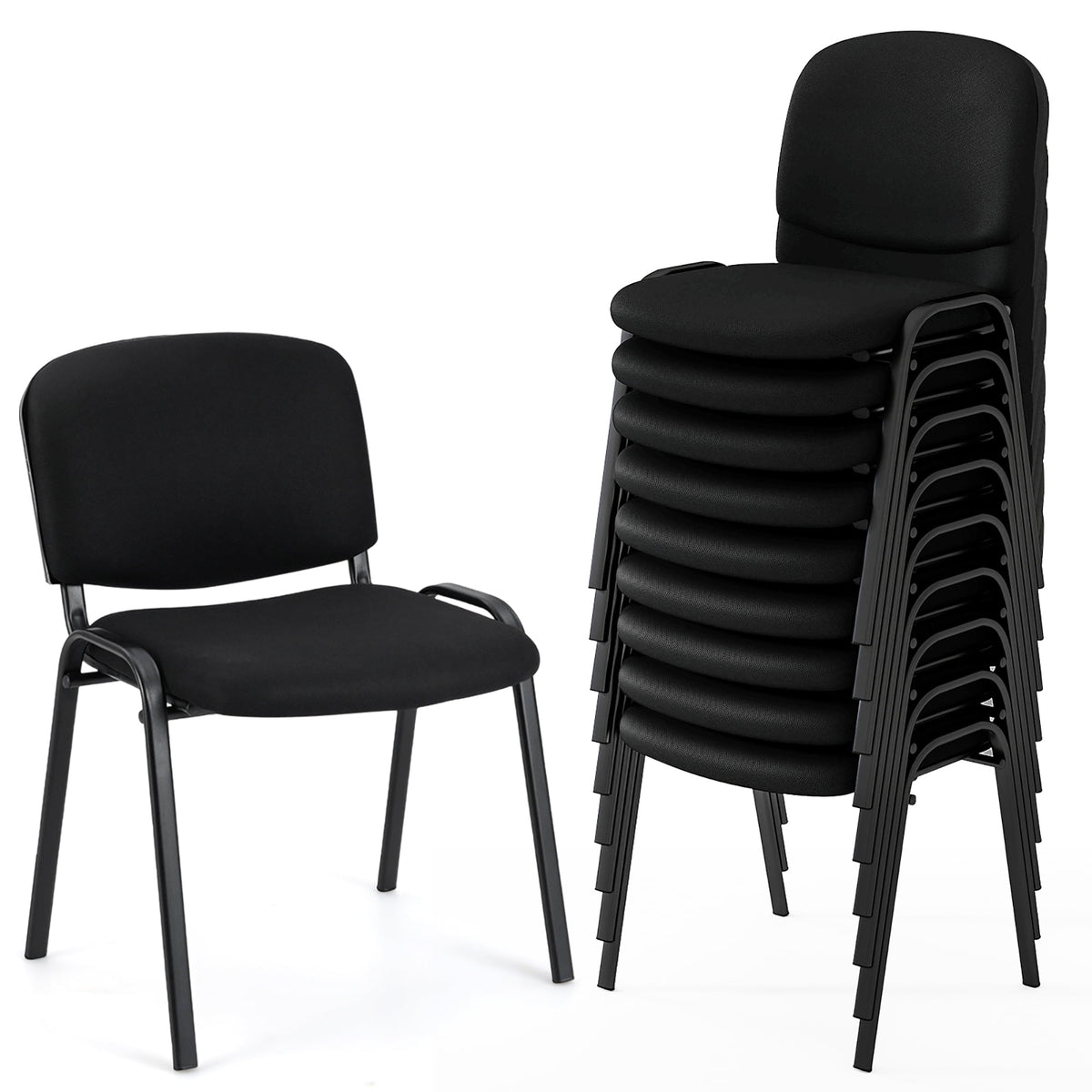 Gymax Set of 10 Office Guest Chair Stackable Reception Chair Waiting Conference Room