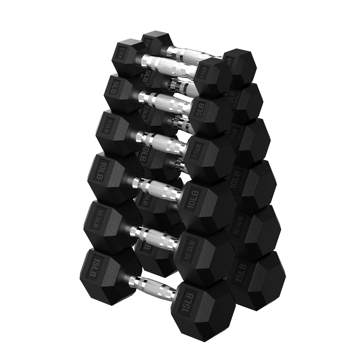 HANDBODE Hex Dumbbell Set A 255 lb, Space-Saving Design, Durable Rubber-Encased & Ergonomic Hand Weights for Home Gym, Strength Training and Fitness