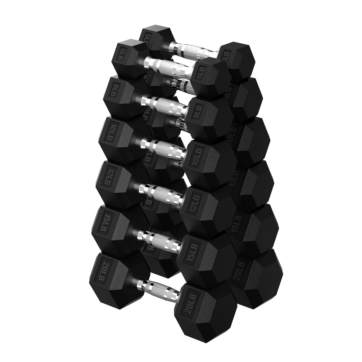 HANDBODE Hex Dumbbell Set A 255 lb, Space-Saving Design, Durable Rubber-Encased & Ergonomic Hand Weights for Home Gym, Strength Training and Fitness