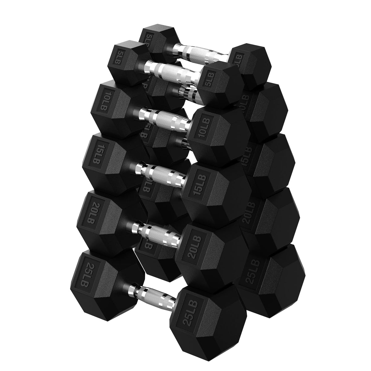 HANDBODE Hex Dumbbell Set A 255 lb, Space-Saving Design, Durable Rubber-Encased & Ergonomic Hand Weights for Home Gym, Strength Training and Fitness