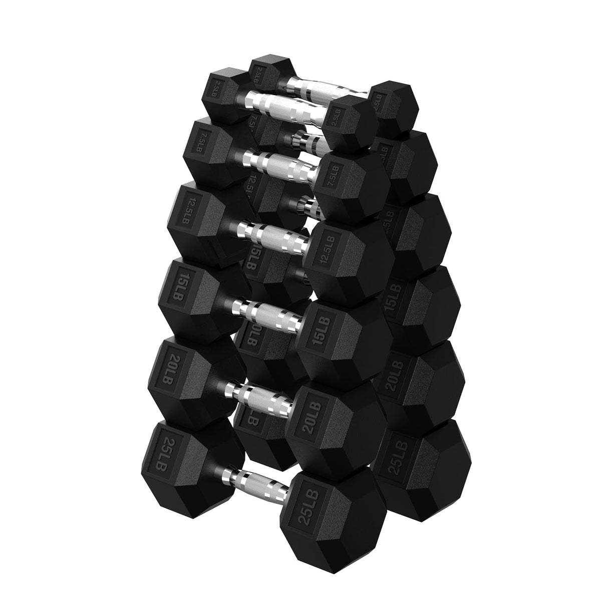 HANDBODE Hex Dumbbell Set A 255 lb, Space-Saving Design, Durable Rubber-Encased & Ergonomic Hand Weights for Home Gym, Strength Training and Fitness