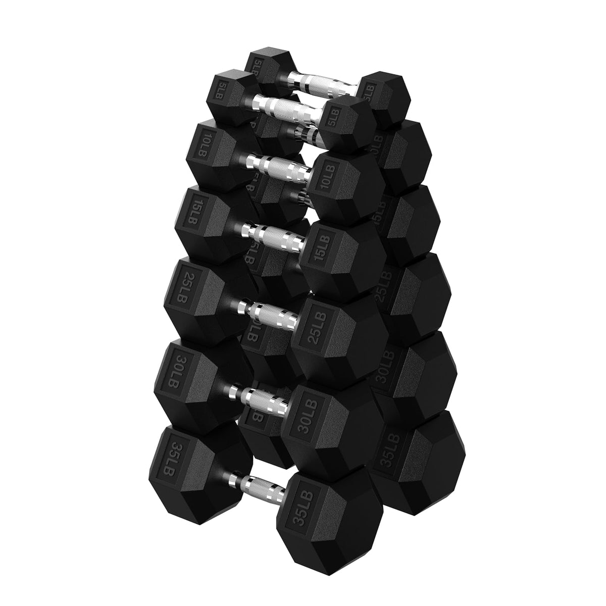 HANDBODE Hex Dumbbell Set A 255 lb, Space-Saving Design, Durable Rubber-Encased & Ergonomic Hand Weights for Home Gym, Strength Training and Fitness
