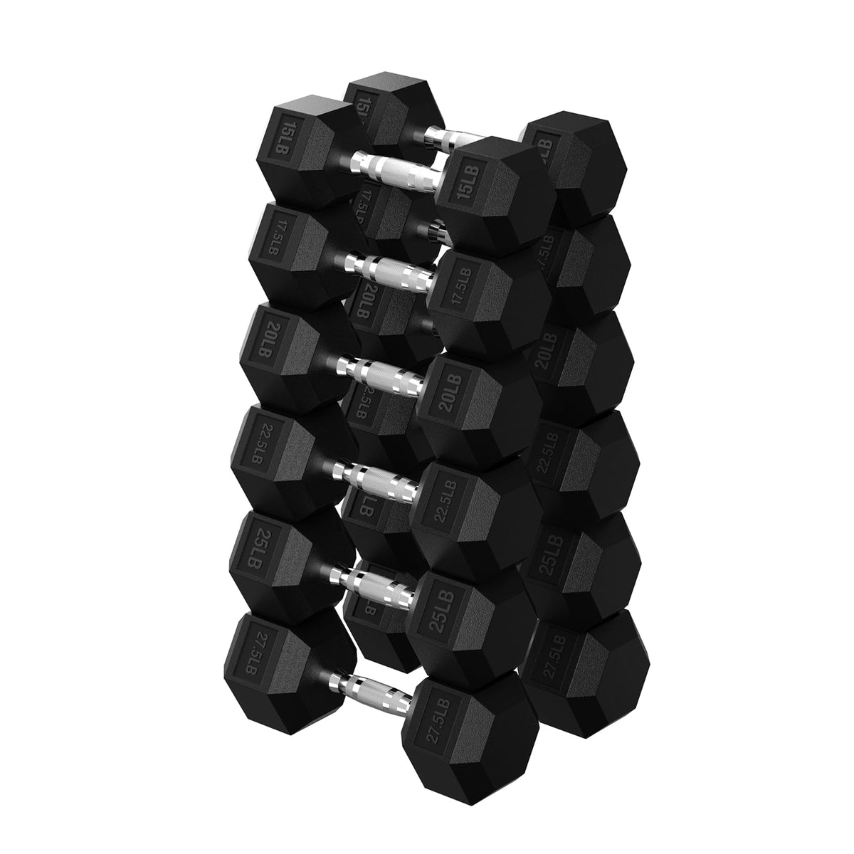 HANDBODE Hex Dumbbell Set A 255 lb, Space-Saving Design, Durable Rubber-Encased & Ergonomic Hand Weights for Home Gym, Strength Training and Fitness
