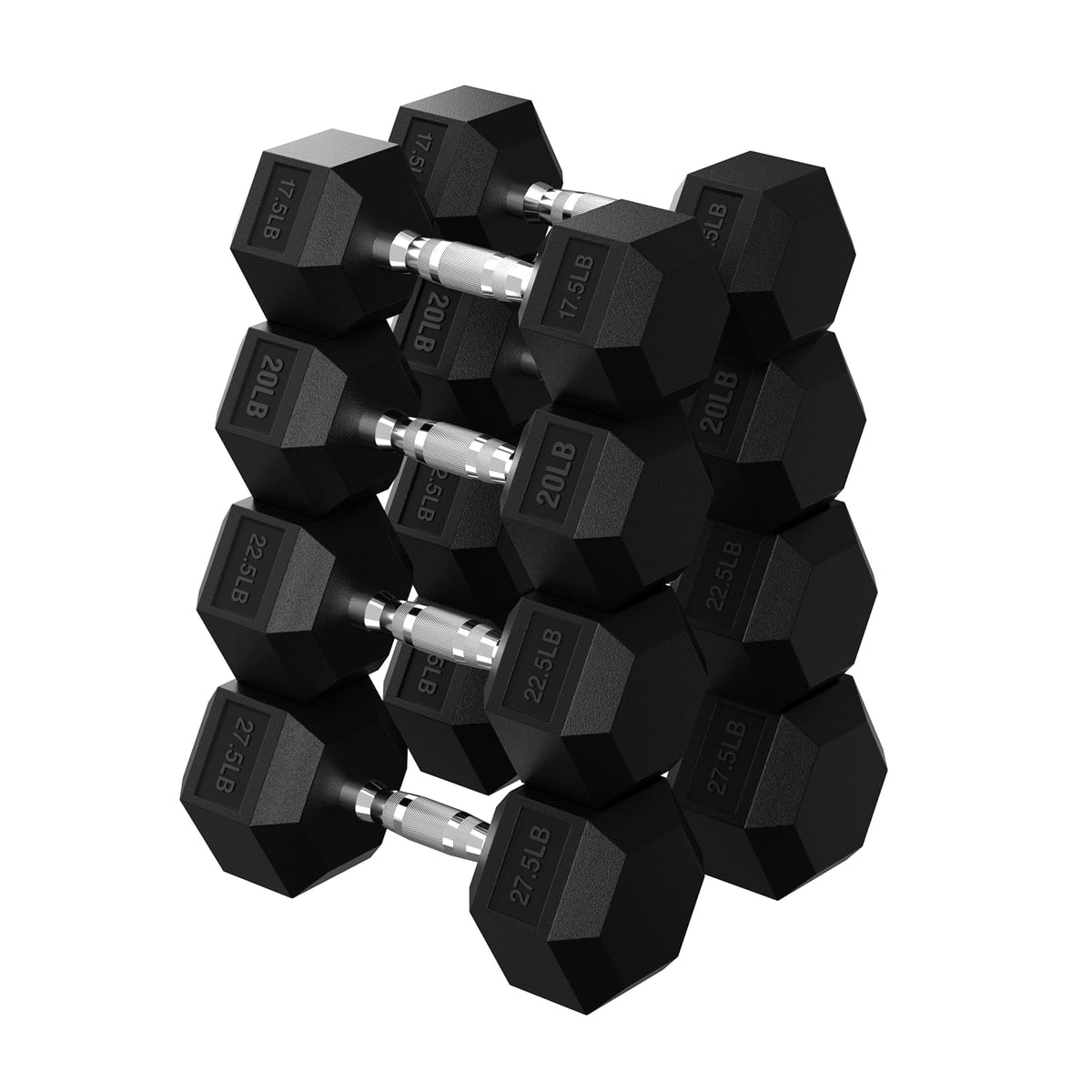 HANDBODE Hex Dumbbell Set A 255 lb, Space-Saving Design, Durable Rubber-Encased & Ergonomic Hand Weights for Home Gym, Strength Training and Fitness
