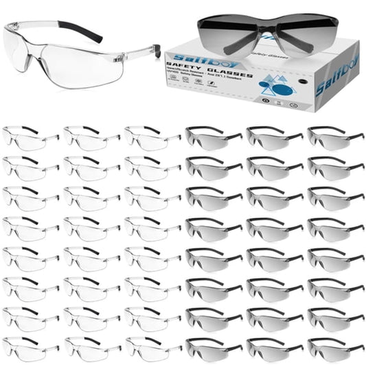 HBMYN 50 Packs Safety Glasses Ansi Z87.1 Safety Glasses Bulk with Scratch Resistant Glasses for Women Men Work Construction Science Lab Shooting