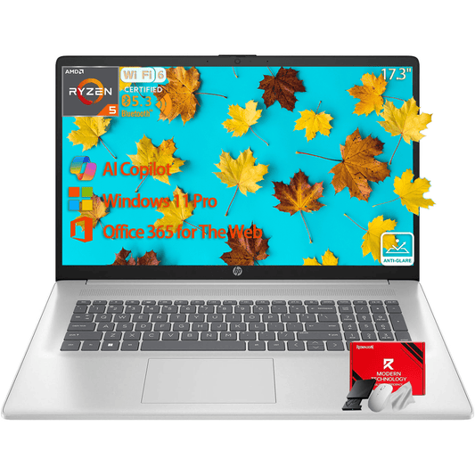 HP 17.3 inch FHD Business laptops, Powerful 6-core AMD Ryzen 5 7430U, Wi-Fi 6, Numeric Keyboard, Copilot AI, Windows 11 Pro(12GB RAM, 512GB SSD)