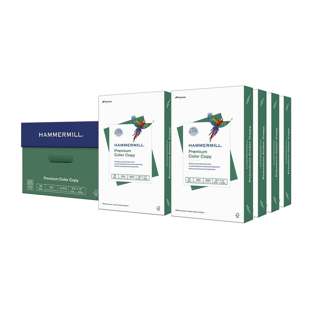 Hammermill 102475CT Premium Color Copy Print Paper, 100 Bright, 28 Lb Bond Weight, 8.5 X 14, Photo White, 500 Sheets/ream, 8 Reams/carton