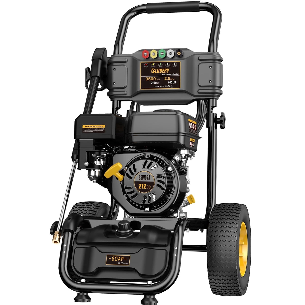 Heavy-Duty Gas Pressure Washer, 3500Psi at 2.6Gpm Power Washer,Portable, 30feet Pressure Hose,Industrial Style,Axial Cam Pump, for Siding, Driveway, House, Car, RV, Paint Preparation etc