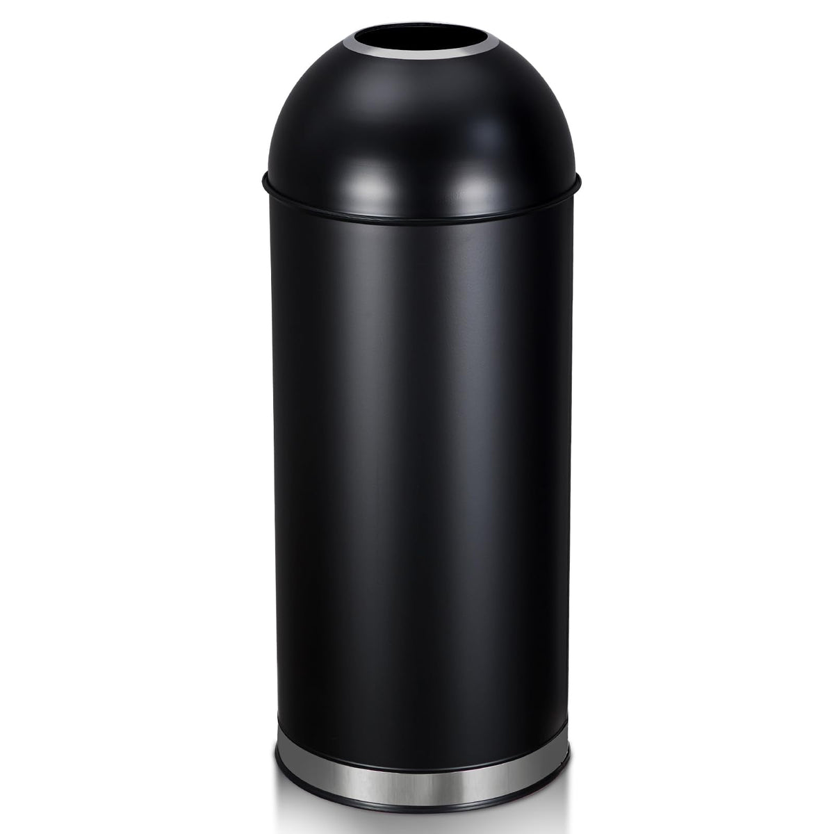 Huisuilinss 17 Gallon Trash Can,Black Open Top Trash Can,Commercial Stainless Steel Industrial Waste Basket Container, Metallic Black Large Garbage Enclosure for Home, Office, Restaurant, Restroom