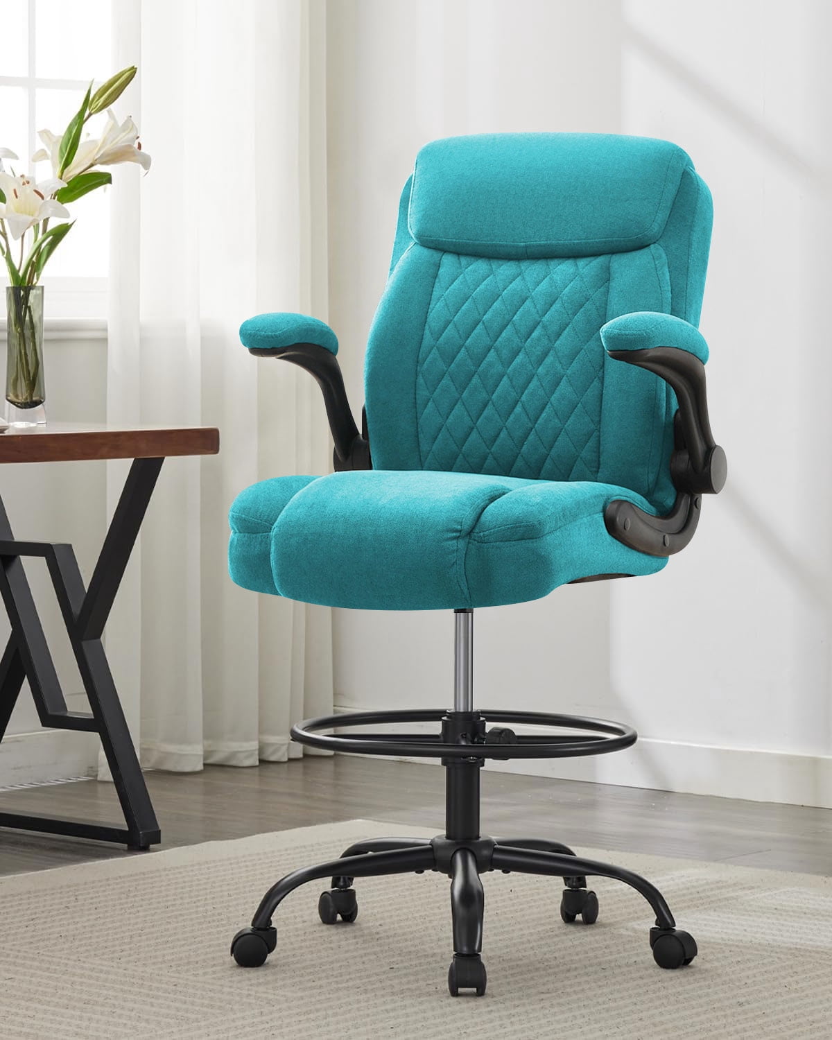 JONPONY Tall Office Chair for Standing Desk, Ergonomic High Office Chair with Adjustable Foot Ring, Flip-Up Armrests, Lumbar Support for Home office ,Dark Gray