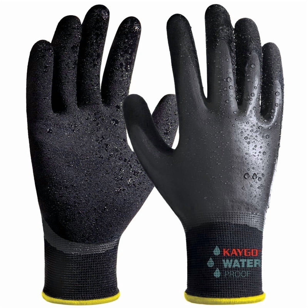 KAYGO Waterproof Work Gloves for Men and Women, Rubber Coated Non-slip Working Gloves for Garden, Outdoor Construction, KG150, Blue, L