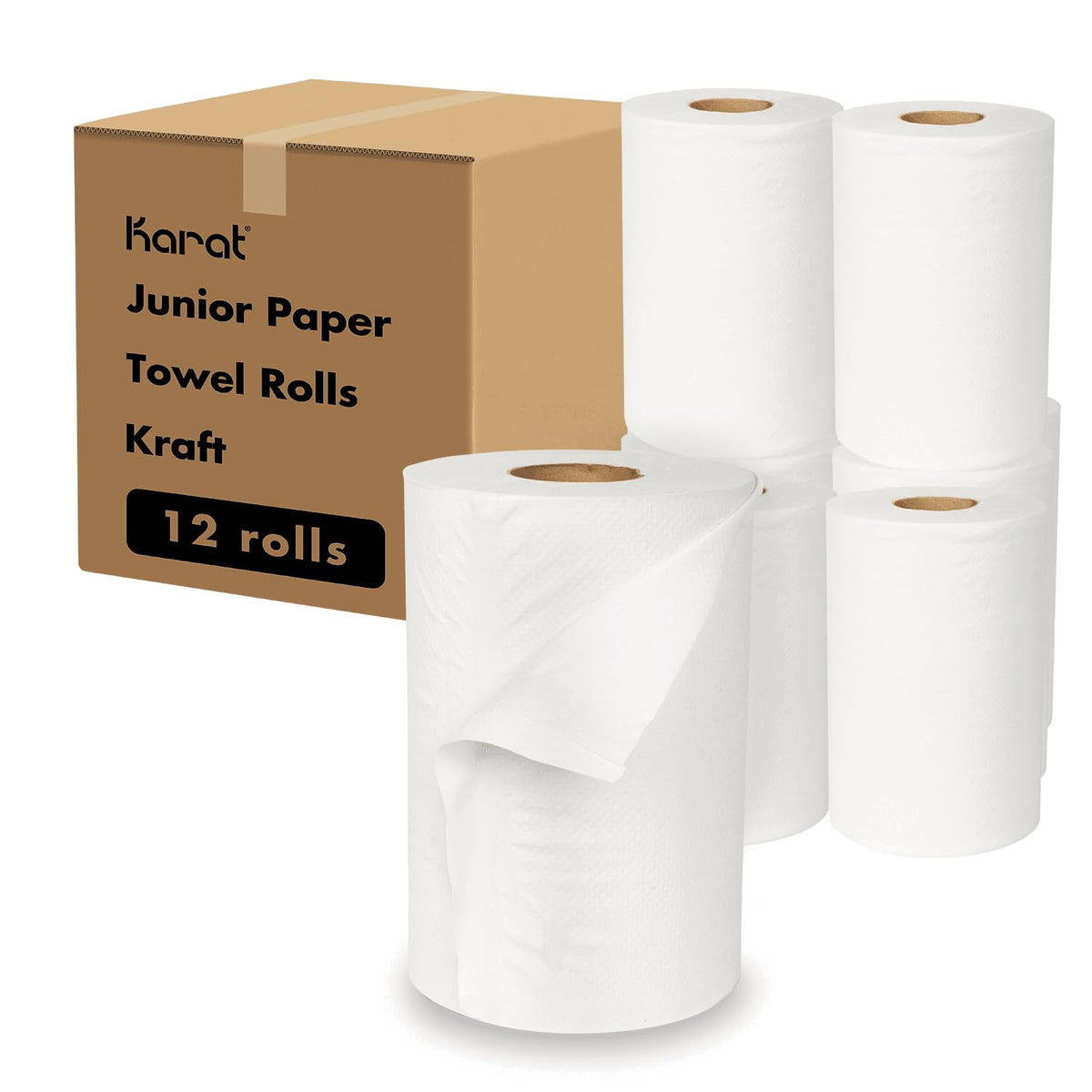 Karat Commercial Paper Towel Rolls, Kraft 750 ft, Absorbent & Sturdy for High Traffic Areas, JS-RTK750 (Pack of 6)