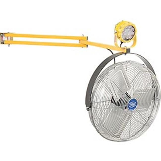LED Dock Light 20W - 1800 Lumens - 5000K with 40 in. Arm & 18 in. 3-Speed Fan - Yellow