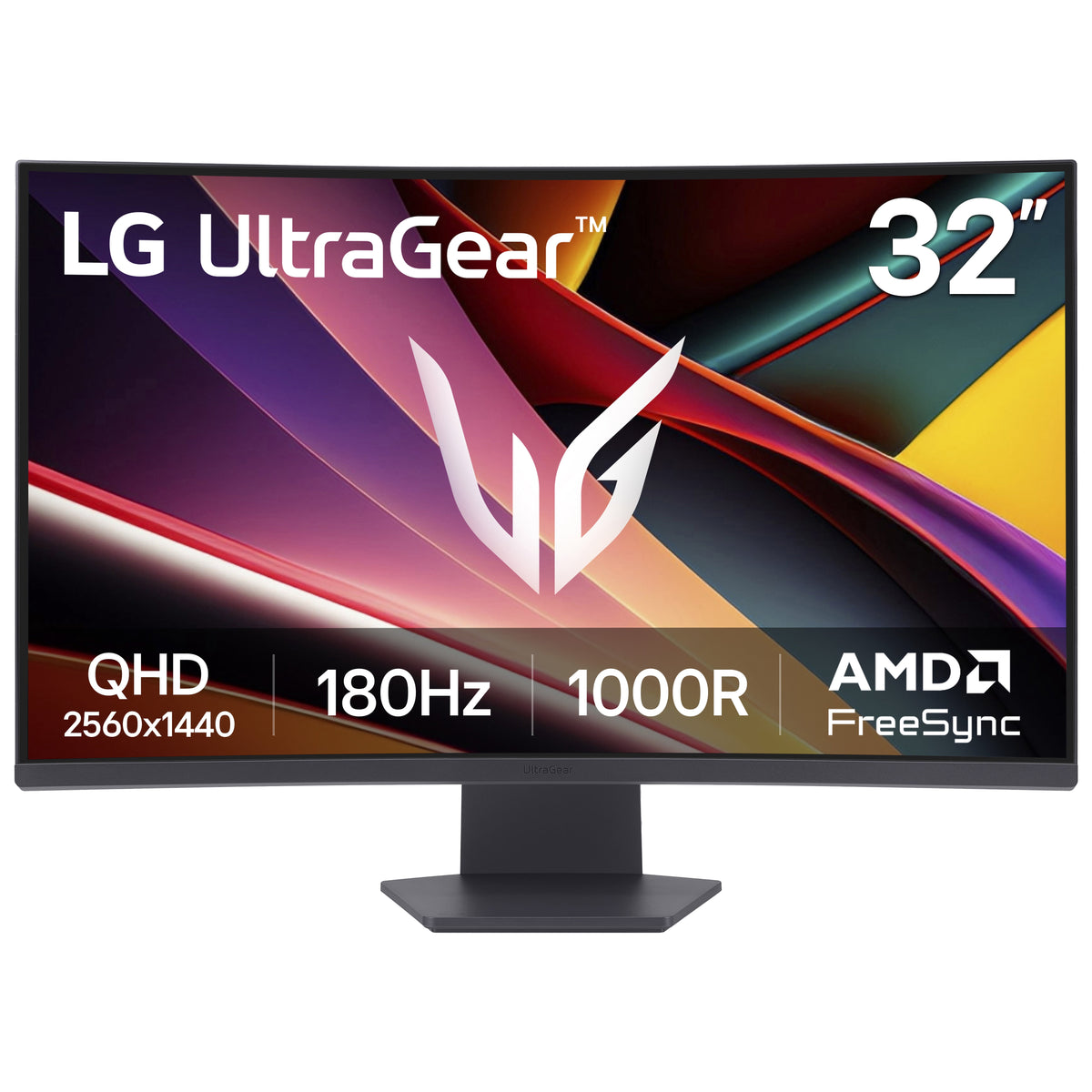 LG 32" UltraGear QHD 1440p AMD FreeSync Curved Gaming Monitor, 180Hz, 1ms, Black, 32G60WA-B