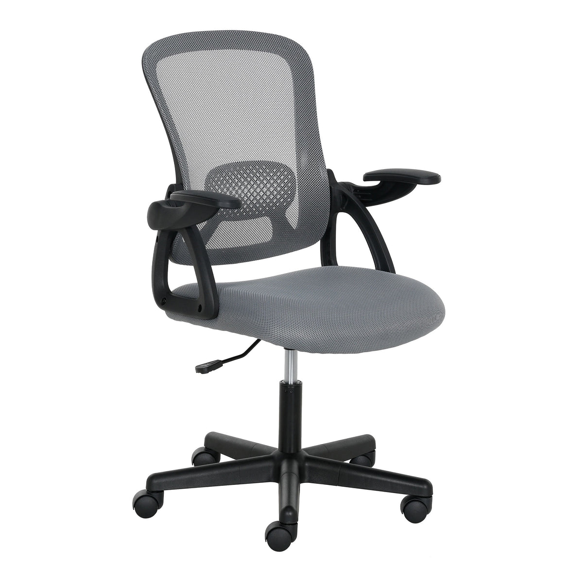 Mainstays Ergonomic Mesh Back Office Chair with Flip Up Arms for Adults, Black Fabric, 275lb