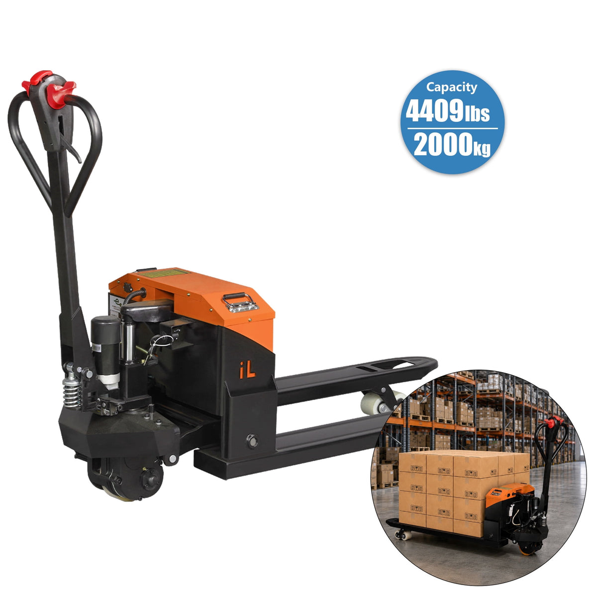 MUSEPT 4409 lbs Electric Pallet Jack Truck, Full Electric Pallet Lift with 1000W Motor & 48V Lithium Battery, 46.5" Forks for Warehouse Material Handling