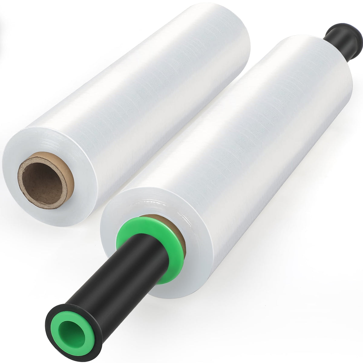 MaxGear Stretch Wrap Film, Shrink Wrap Roll(15"x1000 Feetx60 Gauge,2pack) with Rolling Handles, Industrial Strength Self-Adhering Plastic Wrap for Moving Packing Wrapping & Pallet Wrap, Clear
