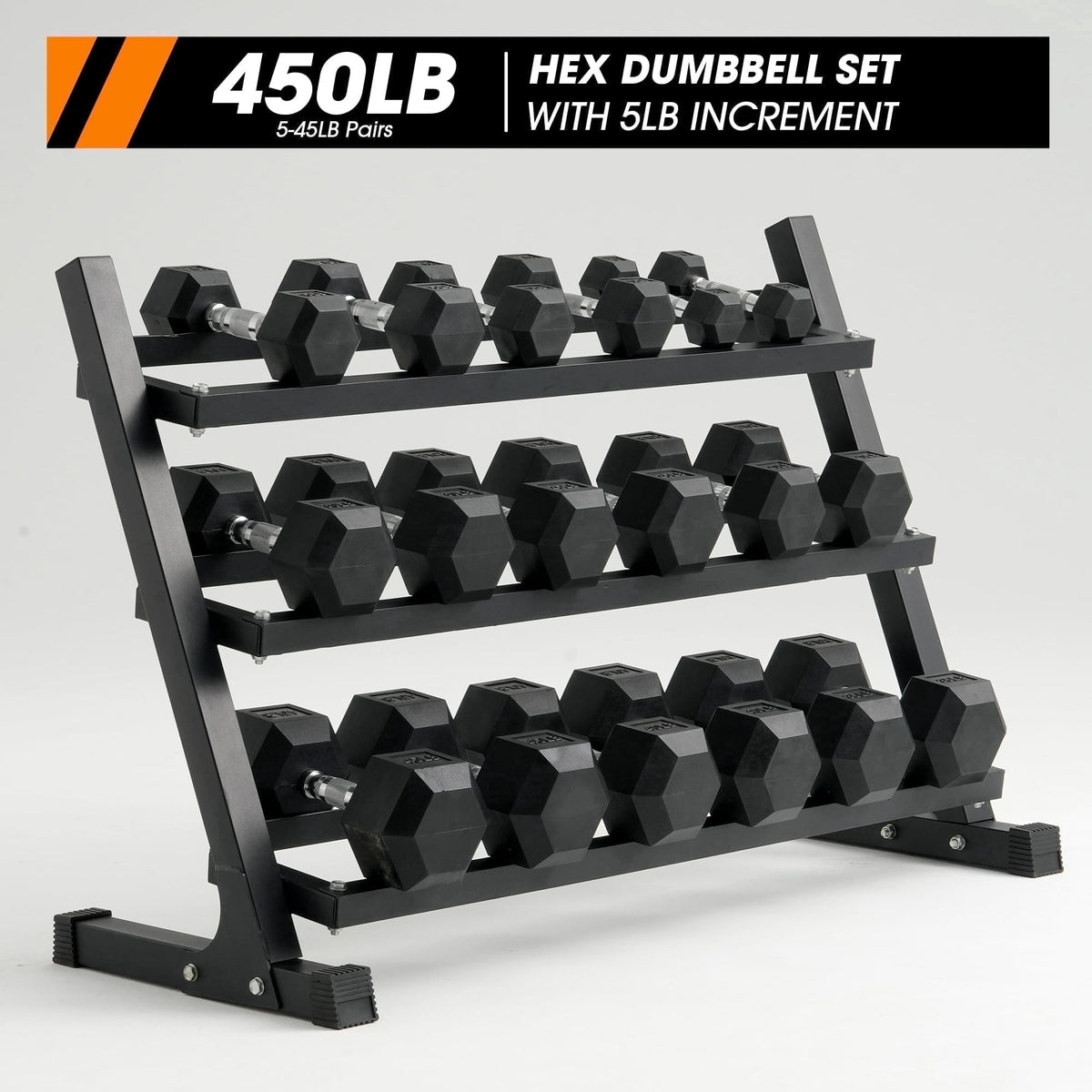 Mikolo Rubber Hex Dumbbell Set with Racks, Options in 550lbs, Strength Training Weight Set Home Gym