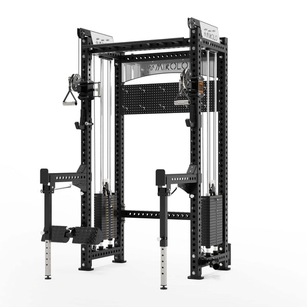 Mikolo Anubis-2.0 Smith Machine with Weight Stack, 3“×3” All-in-One Power Cage with LAT Pulldown & Cable Crossover, 3200LBS Multi-Function Trainer with Aluminum Pulley System for Fitness Home Gym