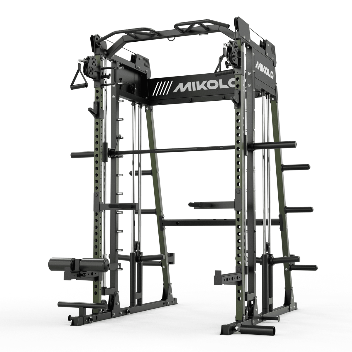 Mikolo Smith Machine Home Gym, 2200 lbs Power Rack Cage with Cable Crossover, Power Rack with 1200LB Capacity Adjustable Weight Bench and 230 lbs Weight Plate, Total Body Strength Training Equipment