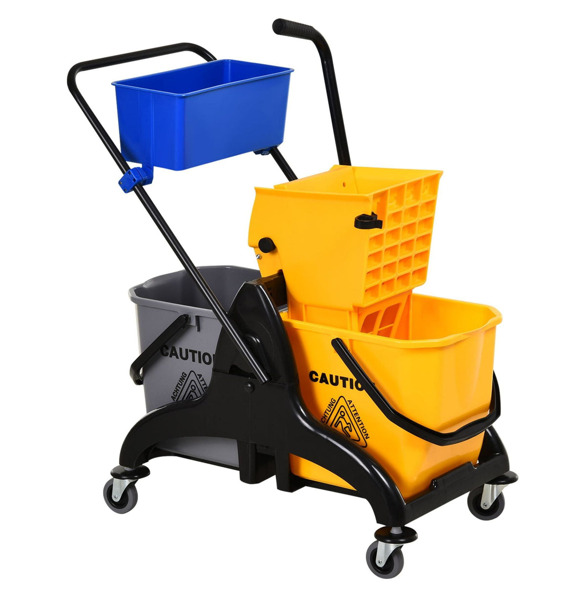 Mop Bucket with Wringer - 13.8 Gallon Commercial Mop Bucket Cart - Side Press Mop Bucket with Wheels - Heavy Duty Cleaning Bucket for Home, Office & Commercial Use