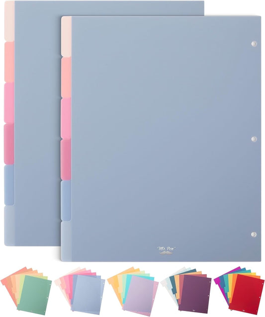 Mr. Pen- Binder Dividers, 6 Tab Dividers, Pack of 2 Sets (12 Dividers Total), Dividers, Plastic Dividers for 3 Ring Binder