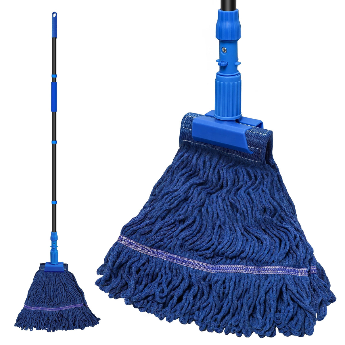 NEWE Commercial Mop for Floor Cleaning, Heavy Duty Industrial Mops with 55 inches Long Handle (Blue)