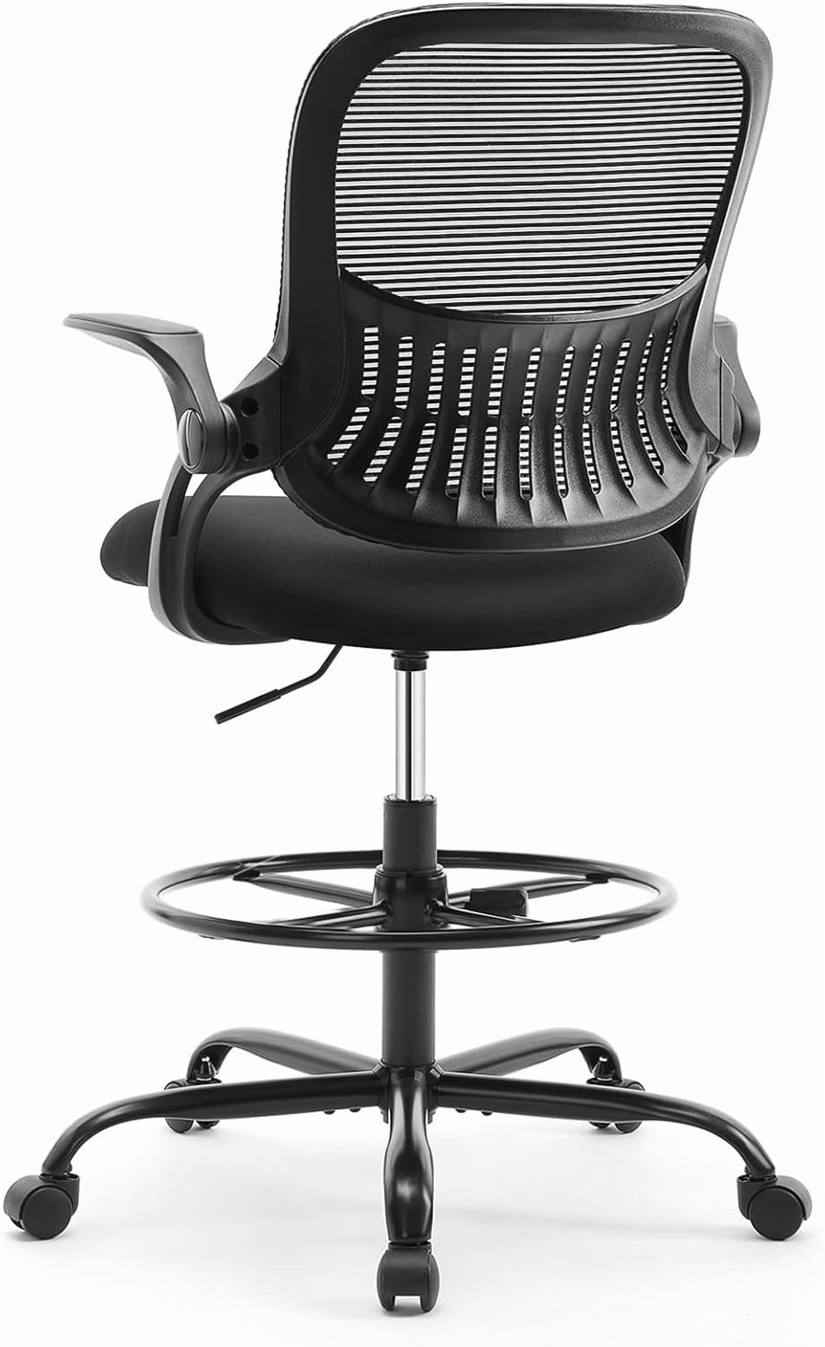 Nextay Tall Drafting Chair - Ergonomic Office Stool with Flip-Up Arms, Footrest & Lumbar Support