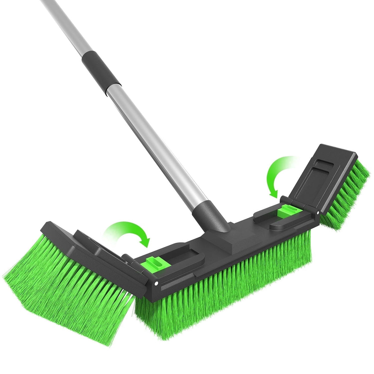 Nicecastle Push Broom Brush for Floor Cleaning with 60” Long Handle and Stiff Bristles,Adjustable brush head length, Heavy Duty Broom for Courtyard Garage,shop,outdoor broom(Orange)