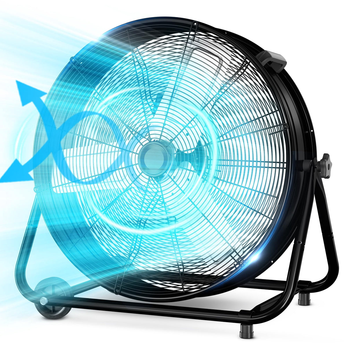 Nordic Hygge 24 in. High-Velocity 3-Speed Industrial Drum Fan with Wheels and Adjustable Tilt in Black
