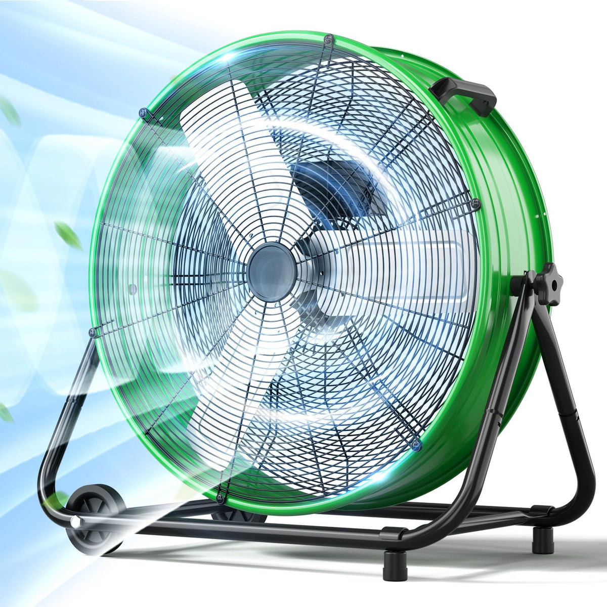 Nordic Hygge 24 in. High-Velocity 3-Speed Industrial Drum Fan with Wheels and Adjustable Tilt in Black